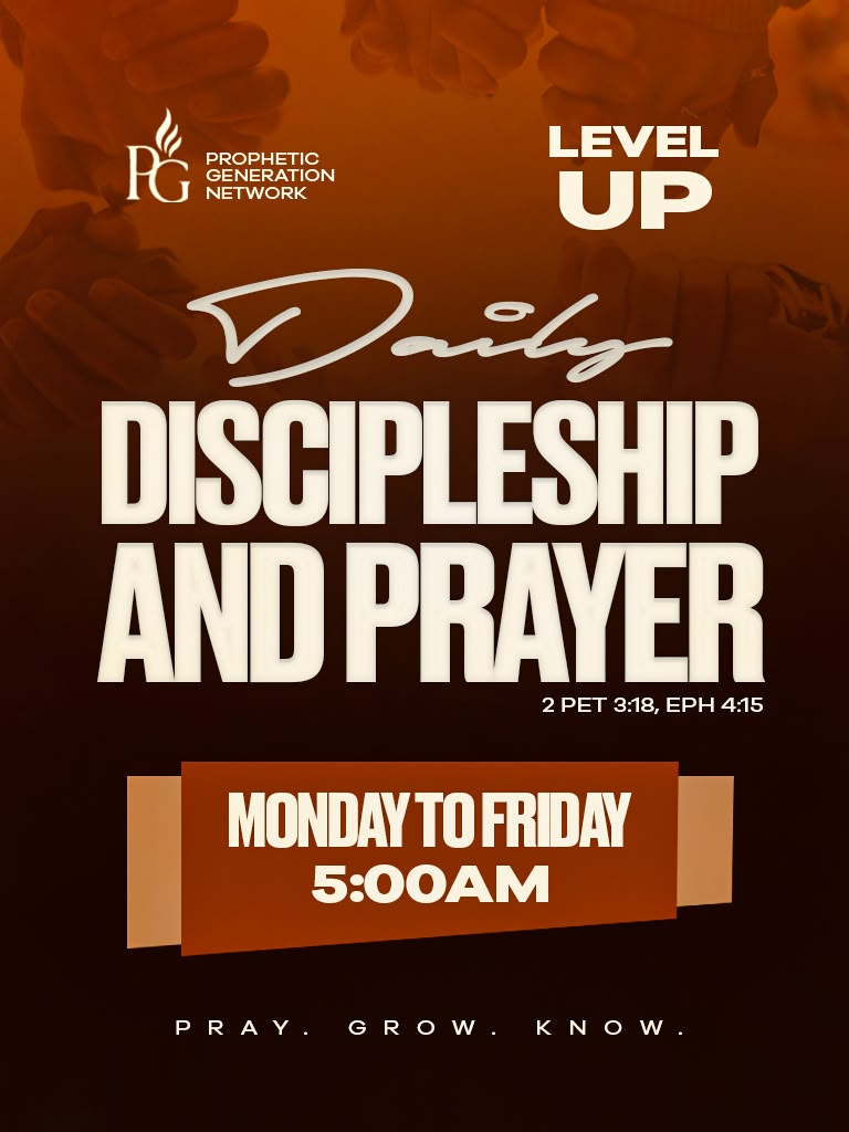 Daily Discipleship and Prayer event flyer — Monday to Friday, 5:00AM